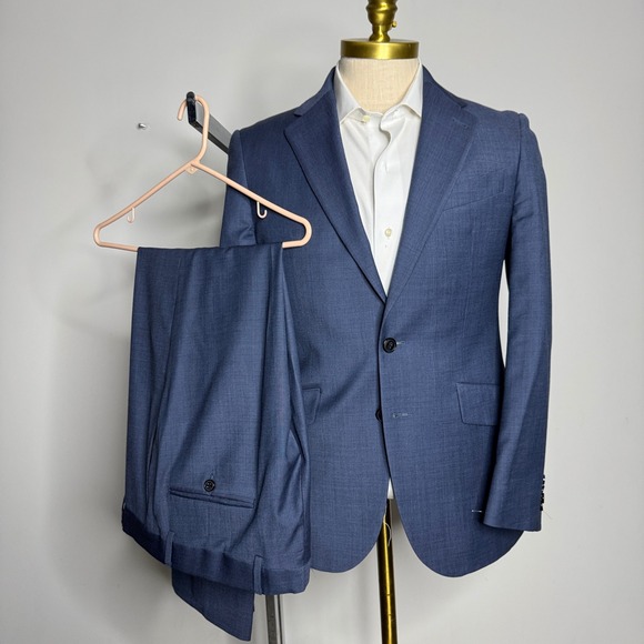 Joseph Abboud Custom Made Suit Blue Wool Two Button 38S 32W - Picture 1 of 13